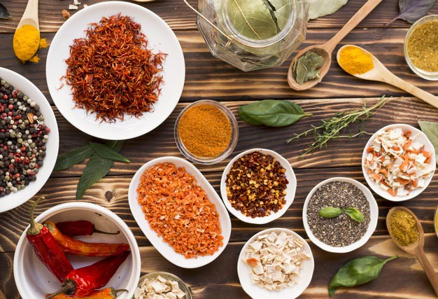 group-bowls-full-spices-wooden-background_23-2148211176 Functional Ingredients
